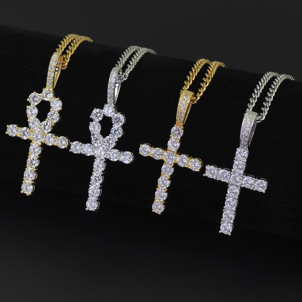 Men's Crystal Cross Pendant Necklace – product view 1