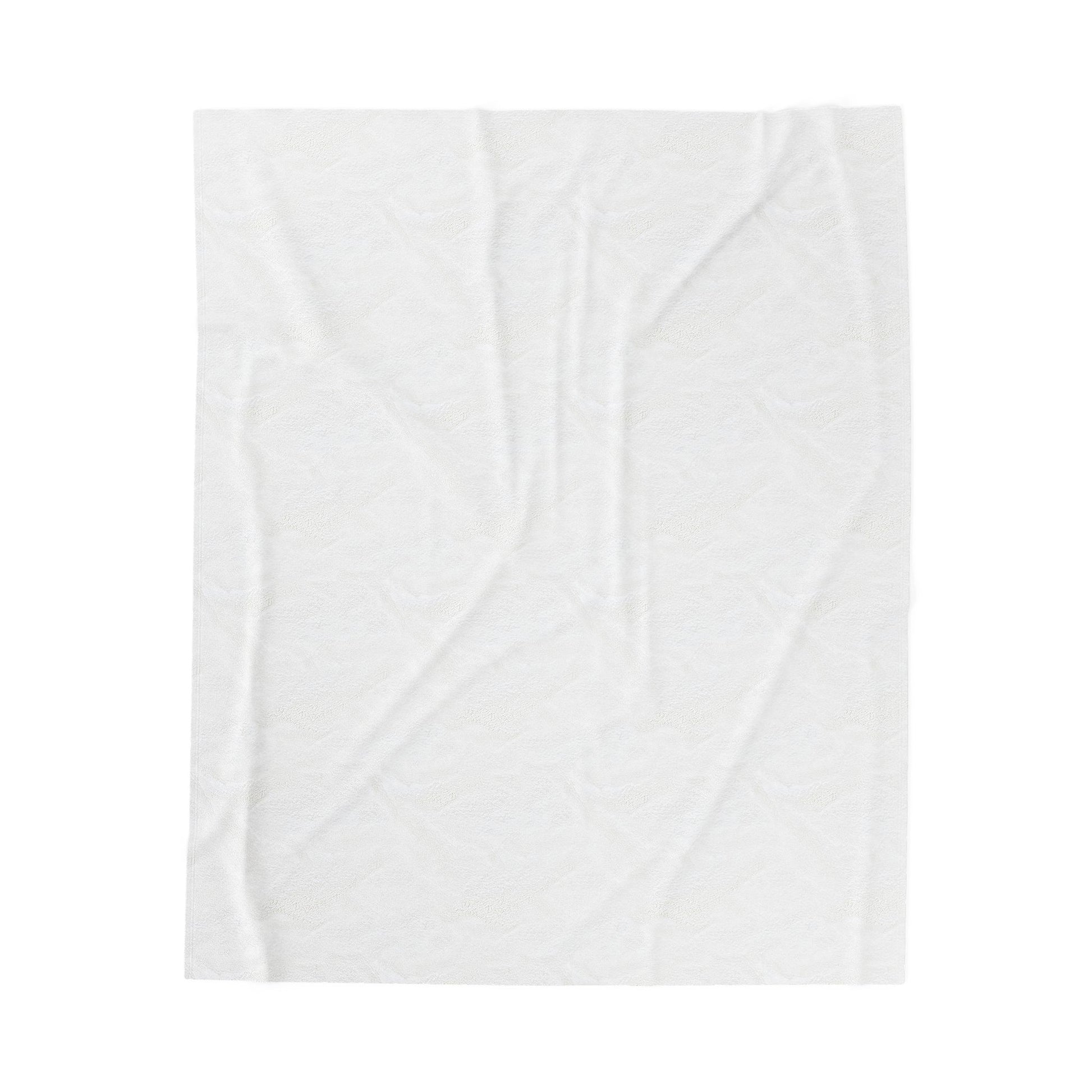 White minimalist throw blanket with subtle textured pattern, laid flat on white background