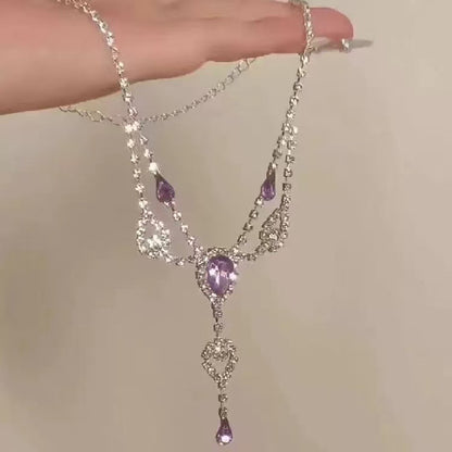 Crystal Water-drop Pendant with Collar Chain – product view 12