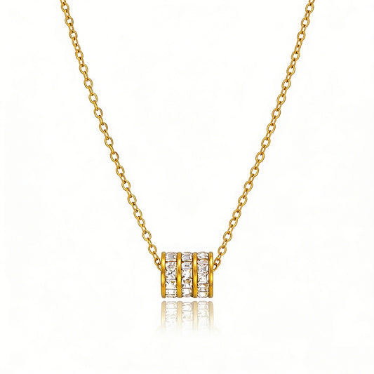 Gold-tone cylindrical pendant necklace