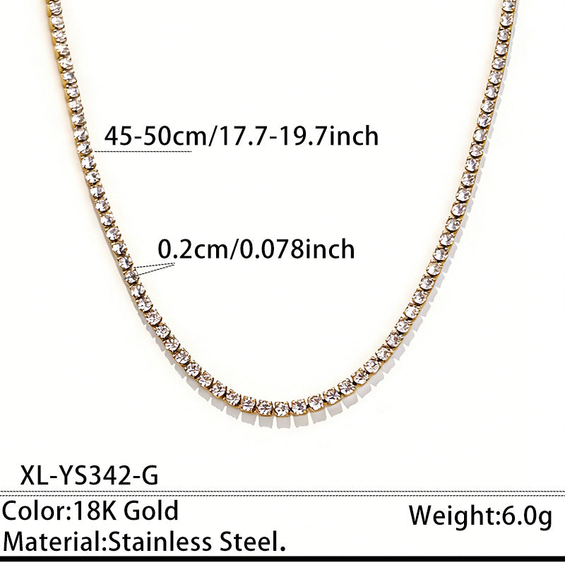 Stainless Steel Rhinestone Tennis Chain Necklace – product view 7