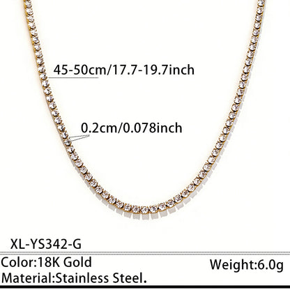 Stainless Steel Rhinestone Tennis Chain Necklace – product view 7