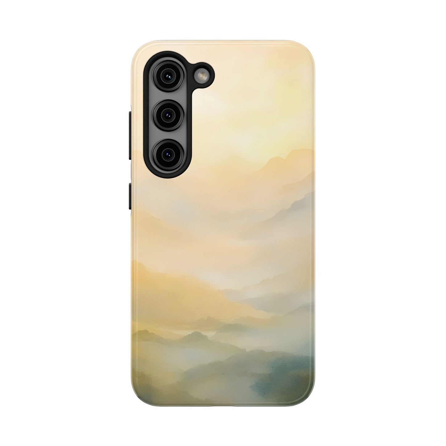 Soft pastel mountain landscape phone case, spiritual and mindful accessory