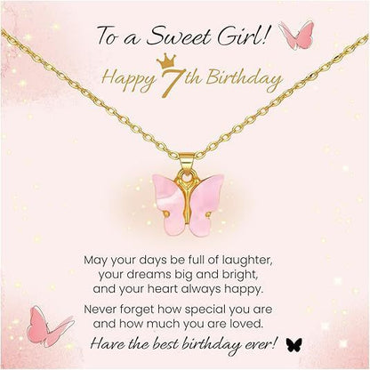 Pink Butterfly Stainless Steel Necklace – product view 17
