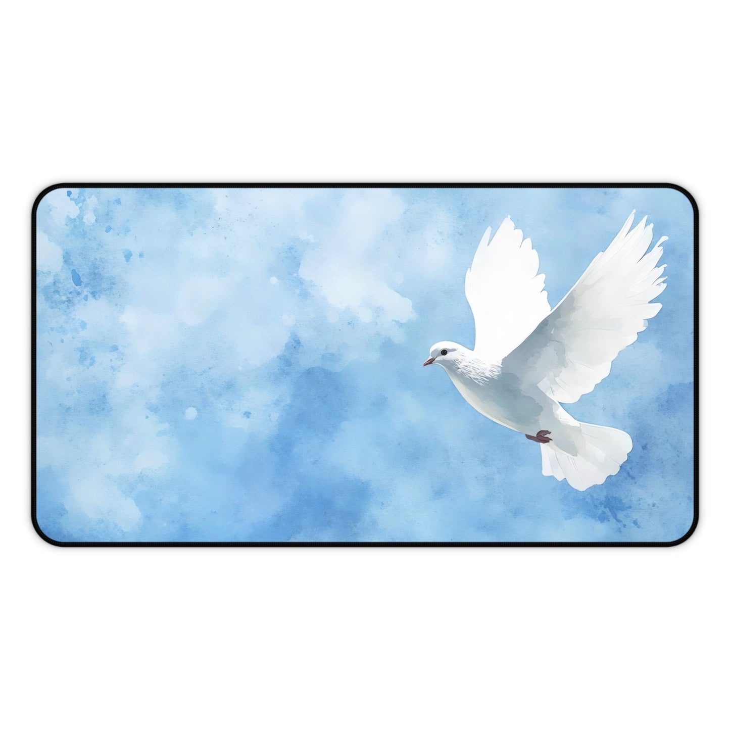 White Dove in Blue Sky Desk Mat | Peaceful Bird Mousepad