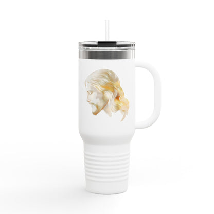 40 oz insulated tumbler with a watercolor portrait of Jesus