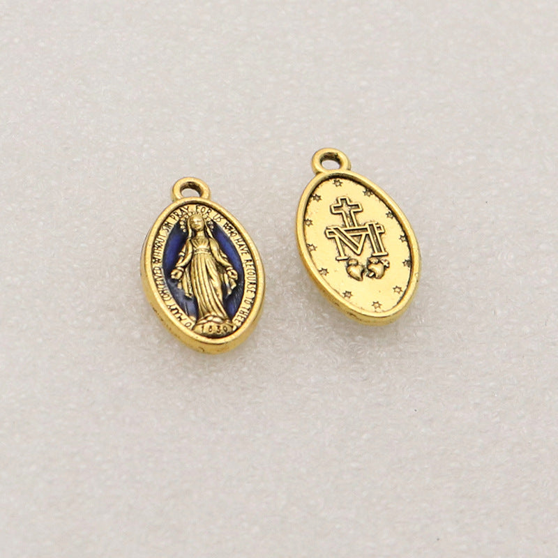 Vintage Oval Mary Pendant Necklace – product view 11