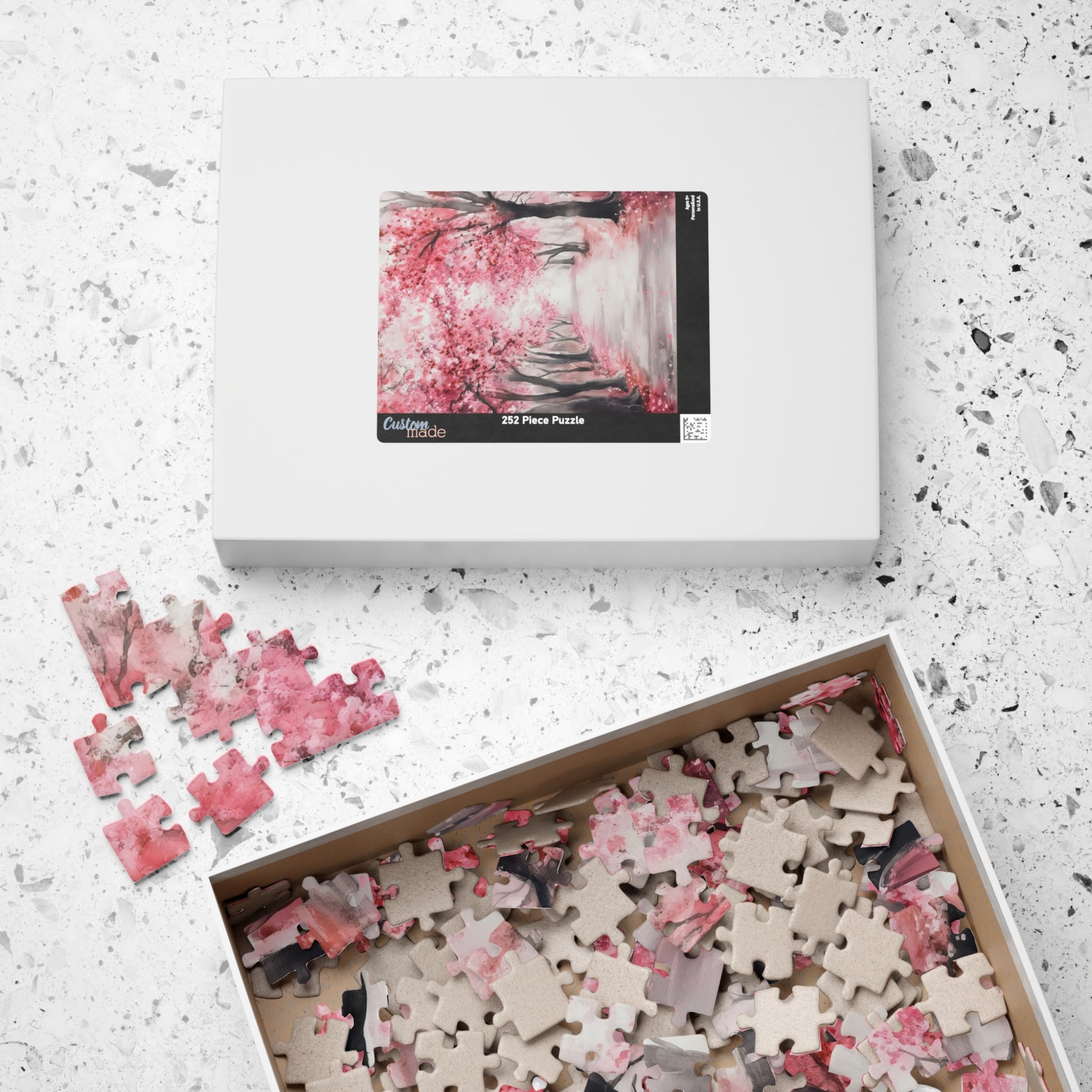 Pink Cherry Blossom Path Scenic Jigsaw Puzzle — alternate puzzle product image 13