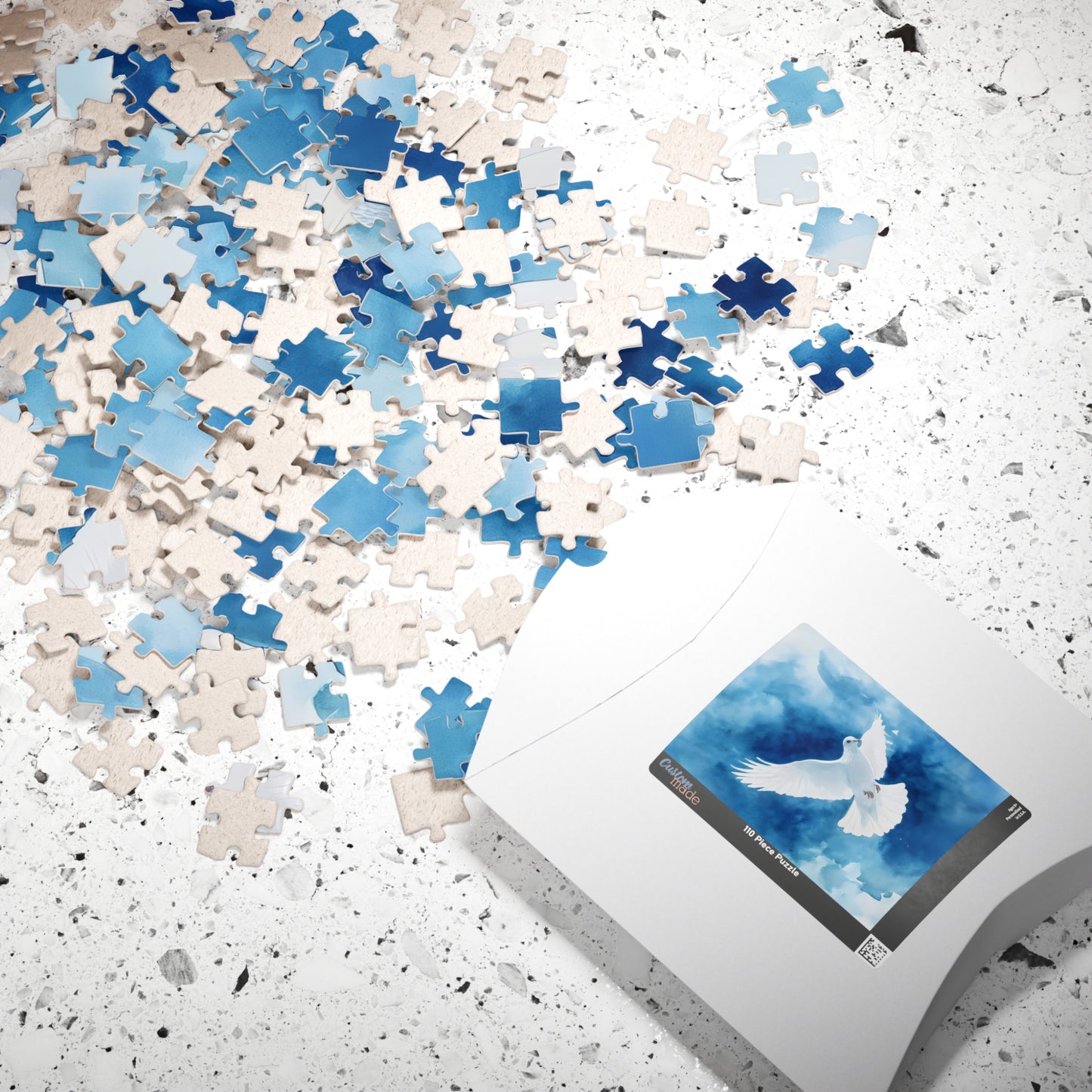 White Dove on Blue Watercolor Sky Puzzle
