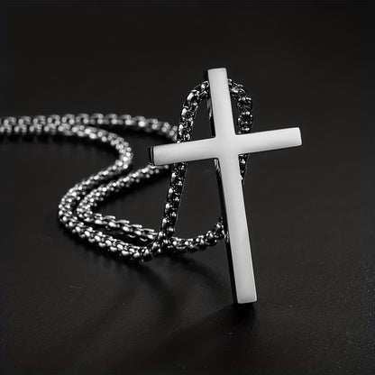Geometric Cross Titanium Steel Necklace – product view 6