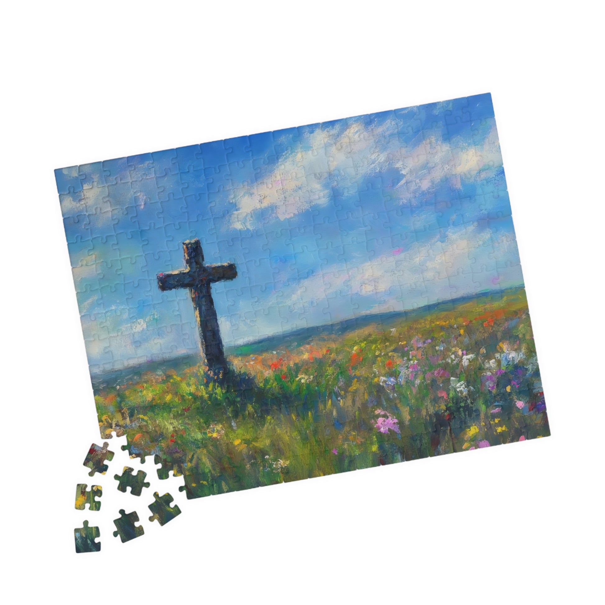 Cross in Wildflower Field Landscape Puzzle — alternate puzzle product image 8