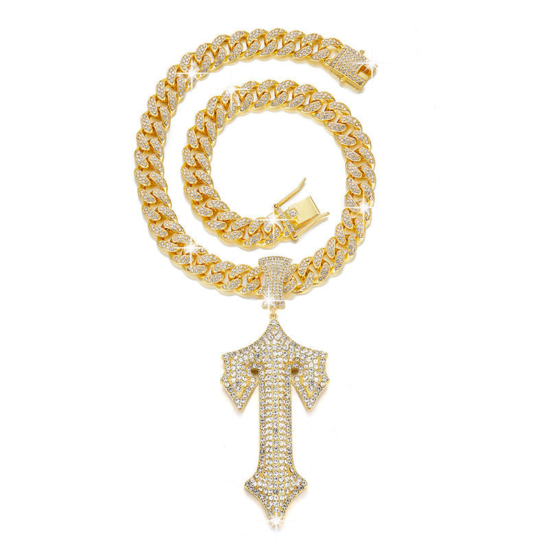 Hip Hop Letter Pendant Necklace with Cuban Chain – product view 6