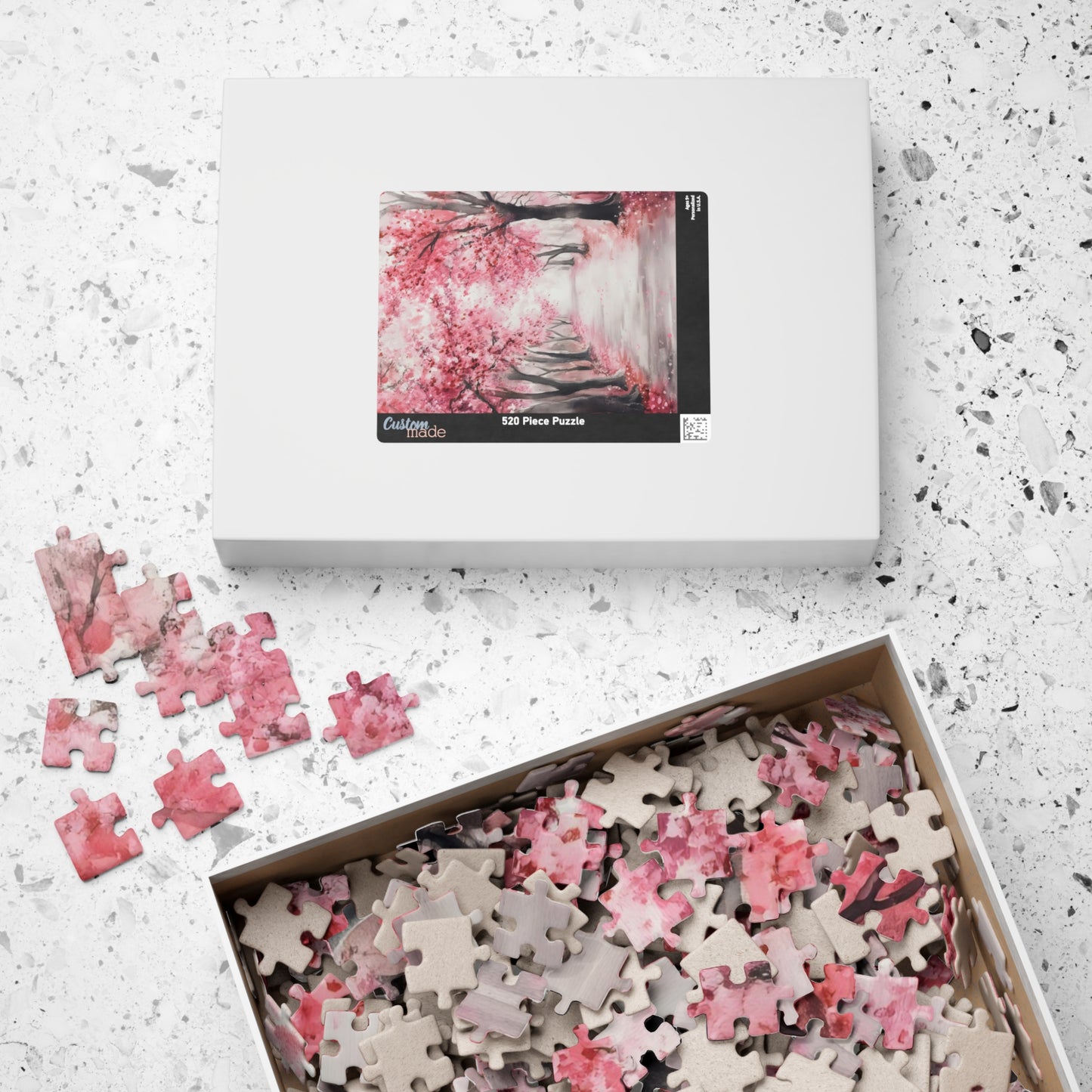 Pink Cherry Blossom Path Scenic Jigsaw Puzzle — alternate puzzle product image 15