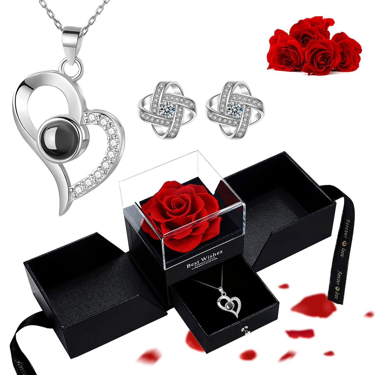 Heart Projection Necklace with Multilingual Message – product view 1