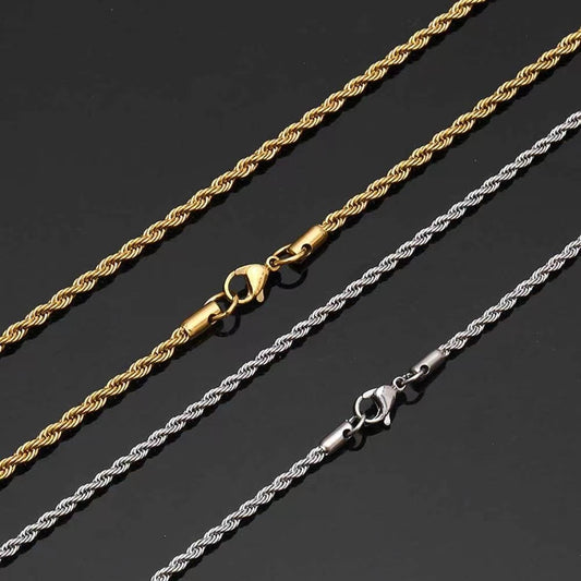 Gold-tone and silver-tone twisted rope chains