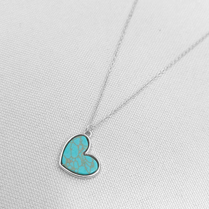 Heart-shaped Turquoise Inlay Necklace – product view 7