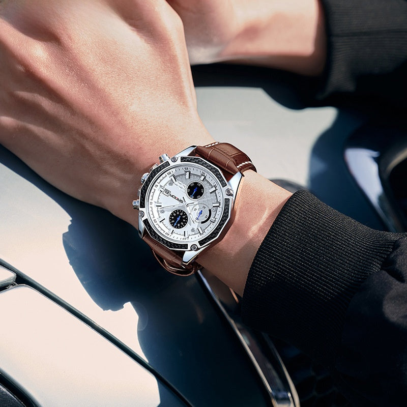 Stylish Men's Watch with Three Eyes and Six Hands – product view 2