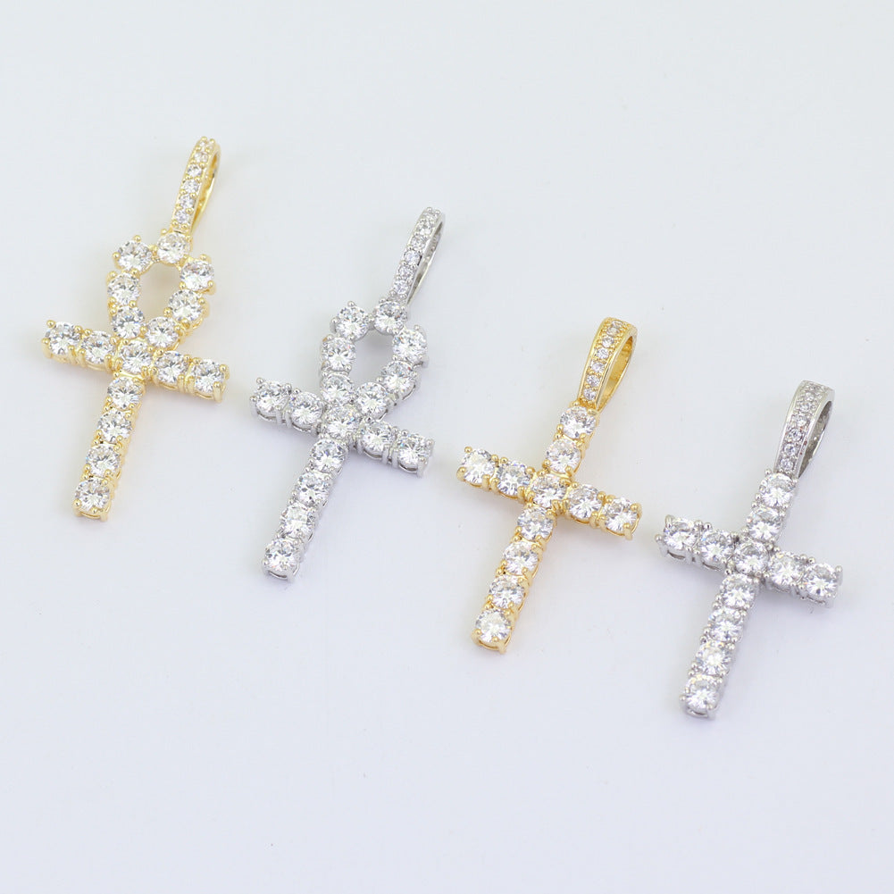 Men's Crystal Cross Pendant Necklace – product view 2