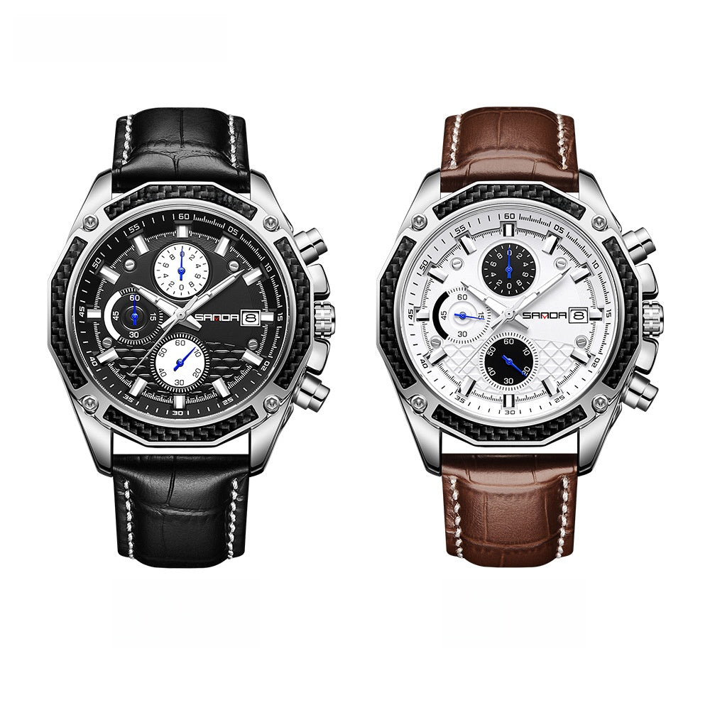 Stylish Men's Watch with Three Eyes and Six Hands – product view 5