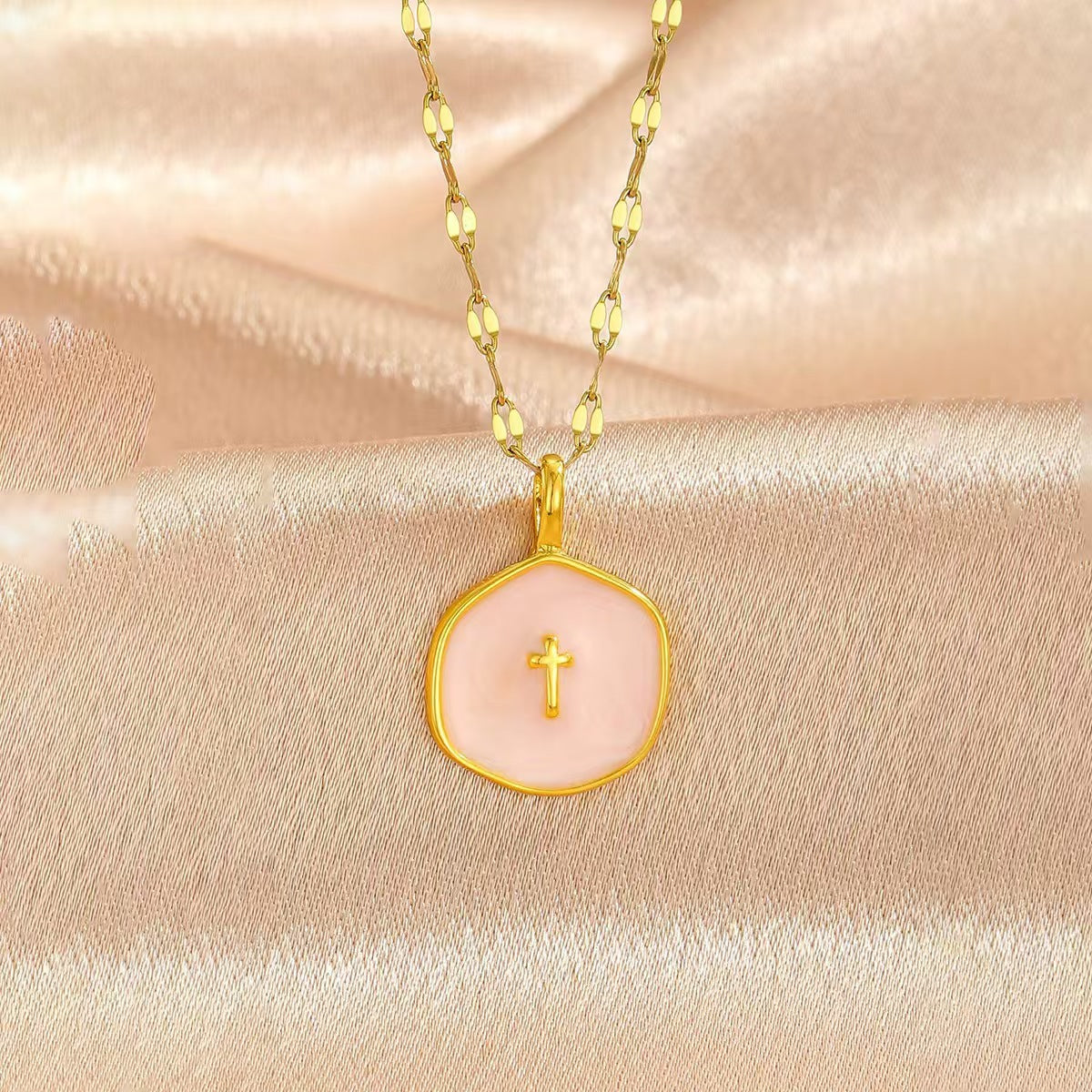 Octagonal Cross Pendant Necklace – product view 3