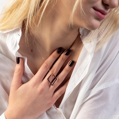 Titanium Steel Ring-Holder Necklace – product view 3