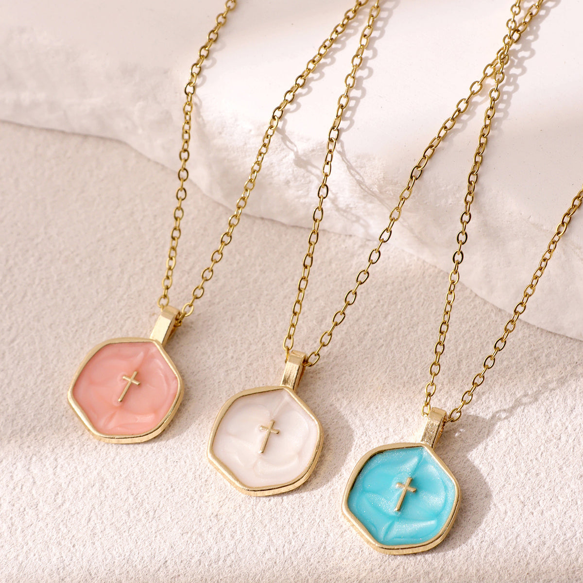 Irregular Round Cross Pendant Necklace – product view 1
