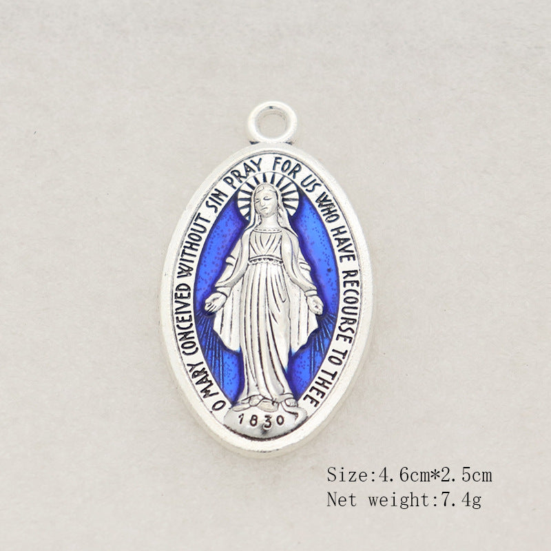 Vintage Oval Mary Pendant Necklace – product view 6