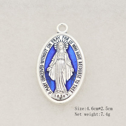 Vintage Oval Mary Pendant Necklace – product view 6