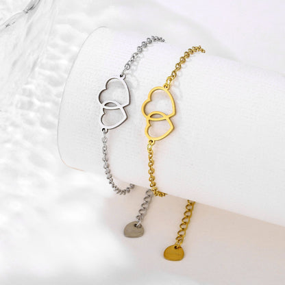 Double Heart Stainless Steel Bracelet – product view 1
