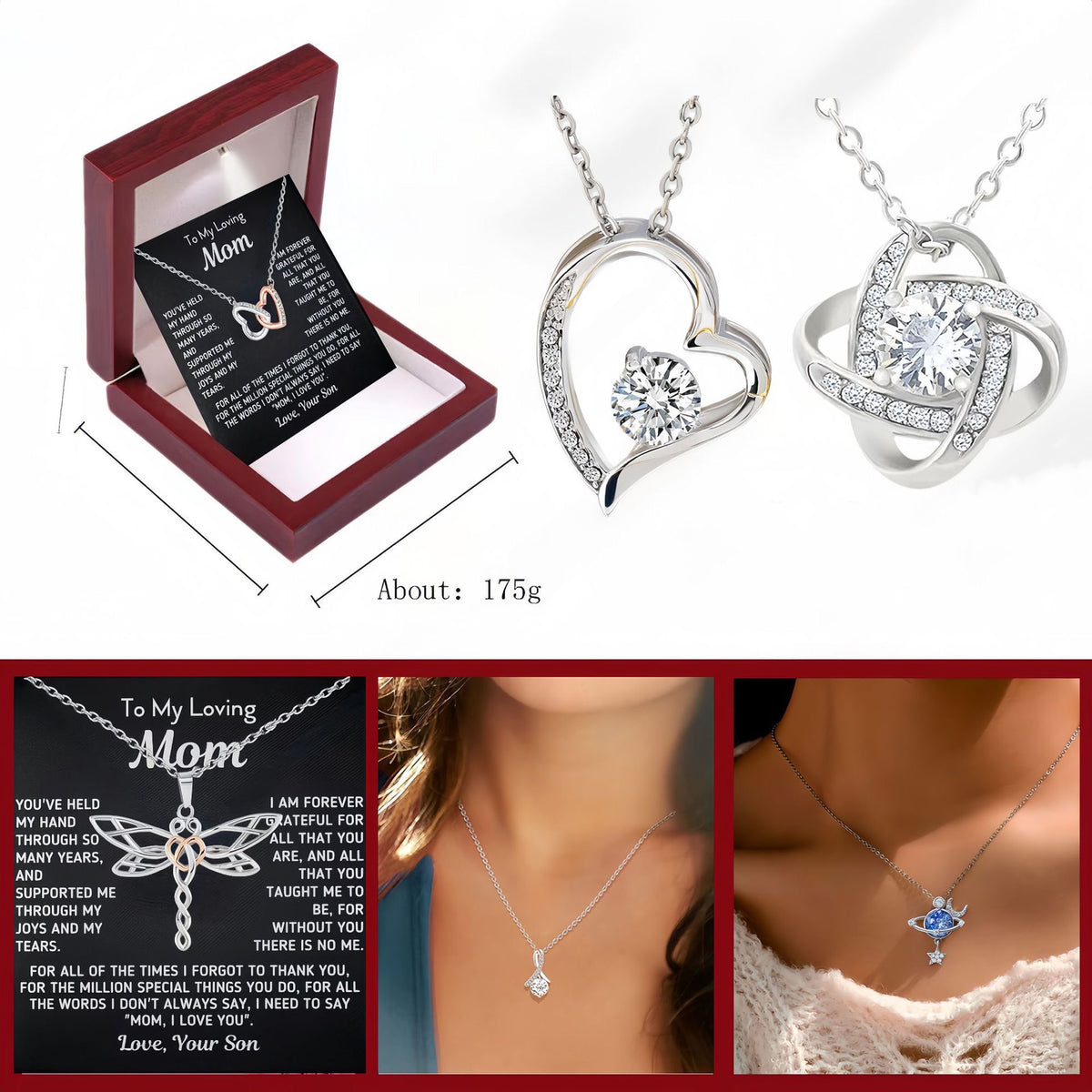Crystal Silver Pendant Necklace – product view 1