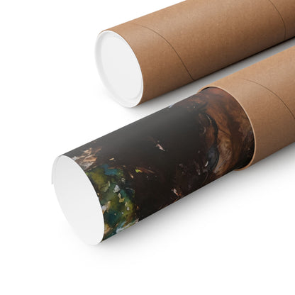 Rolled Christian wall art poster in a brown cardboard mailing tube