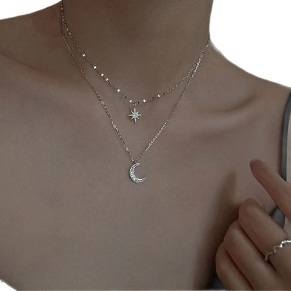 Layered Star Moon Pendant Necklace for Women – product view 4