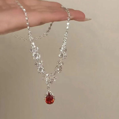 Crystal Water-drop Pendant with Collar Chain – product view 3