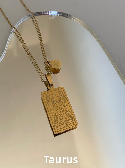 Zodiac Titanium Steel Clavicle Necklace – product view 9