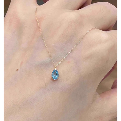 Aquamarine Water Drop Pendant Necklace – product view 5