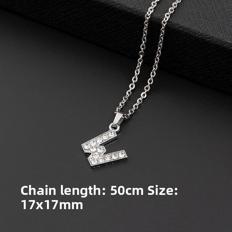 Stainless Steel Letter Necklace with Crystal Pendant – product view 28