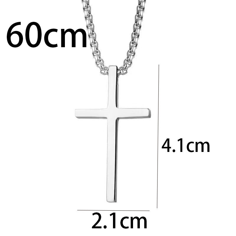 Geometric Cross Titanium Steel Necklace – product view 2