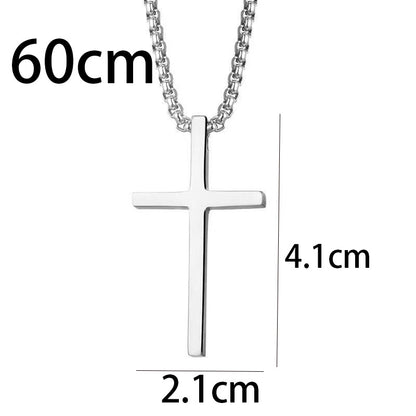 Geometric Cross Titanium Steel Necklace – product view 2