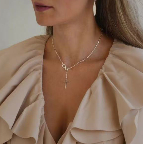Simple Figure-eight Cross Necklace – product view 3