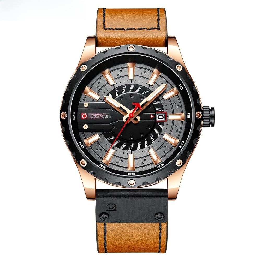 Curren Mens Calendar Leather Watch – Style 2 – product view 4