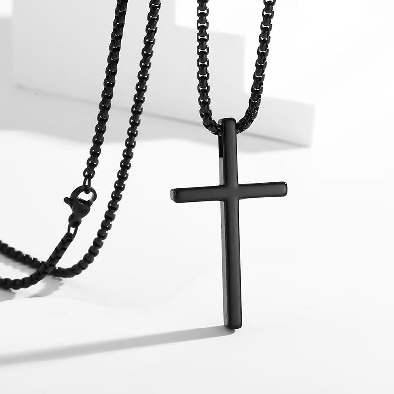 Classic Titanium Steel Cross Necklace – product view 8