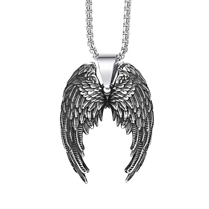 Angel Wings Pendant Necklace Titanium Steel – product view 6