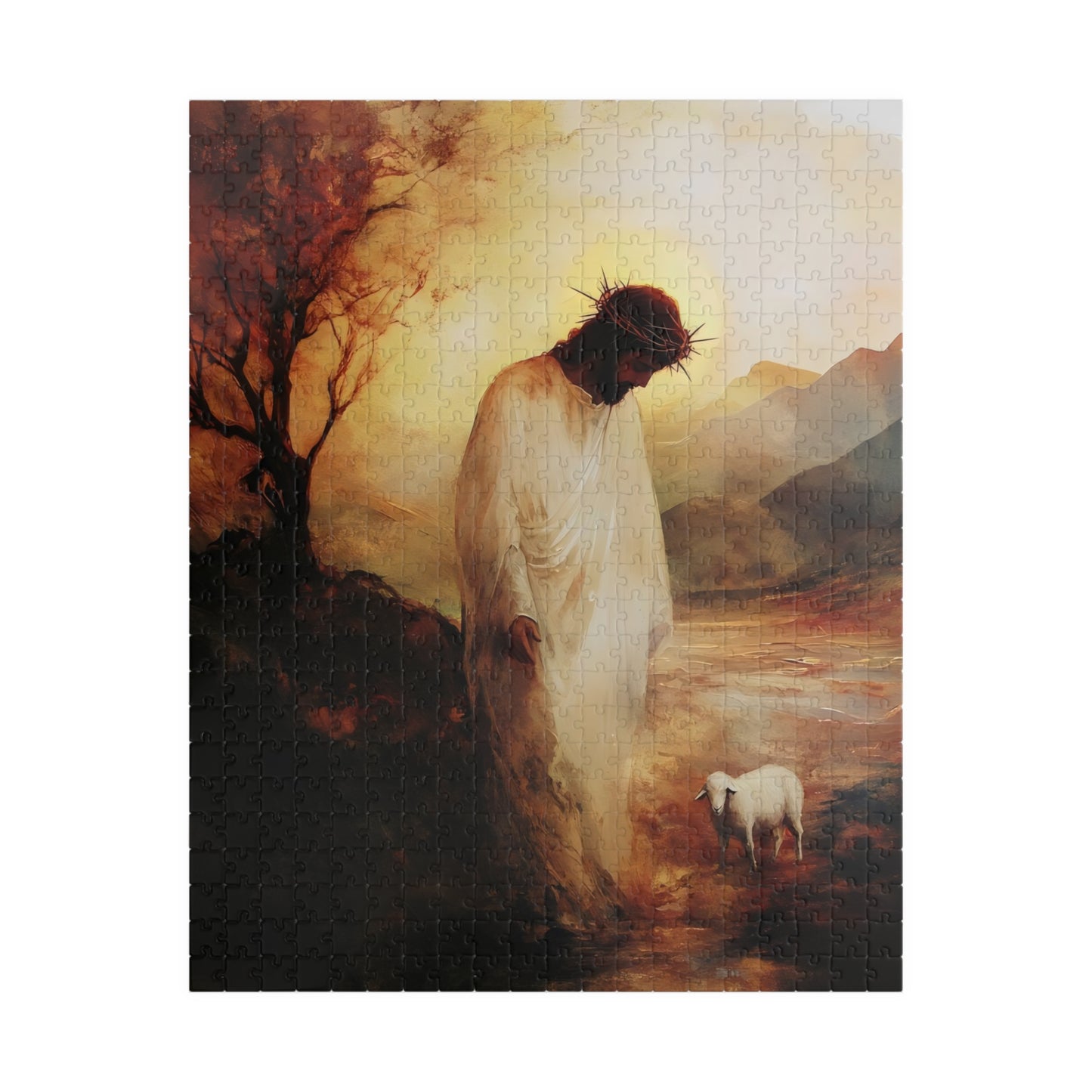 Jesus with Lamb Christian Art Puzzle — alternate puzzle product image 4