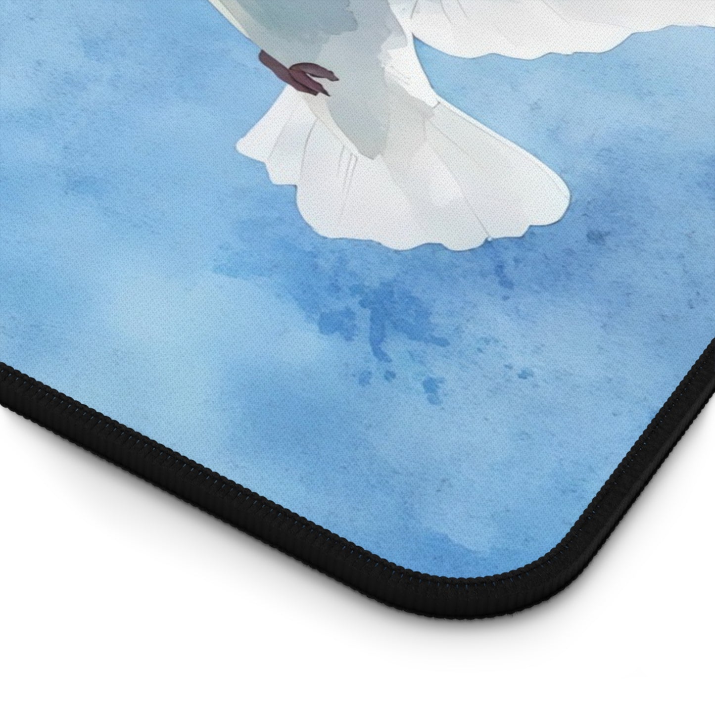 White Dove in Blue Sky Desk Mat | Peaceful Bird Mousepad