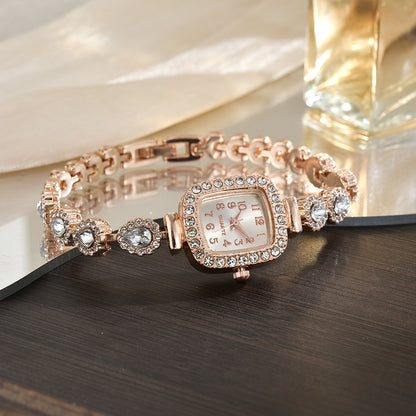 Petite Crystal Quartz Watch – Women’s Chain Bracelet