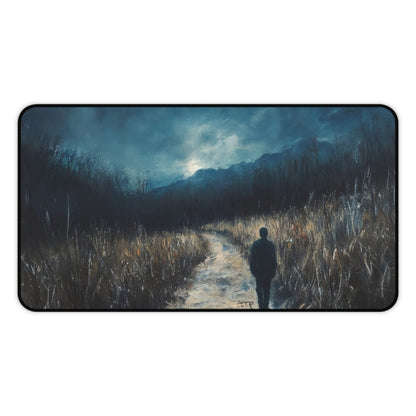Moonlit Pathway Walk Nightscape Desk Mat — alternate desk mat product image 2