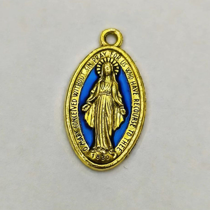 Vintage Oval Mary Pendant Necklace – product view 12