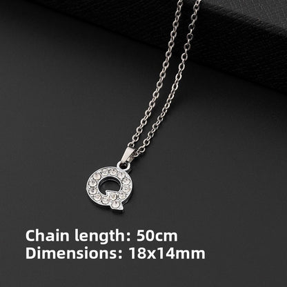 Stainless Steel Letter Necklace with Crystal Pendant – product view 22