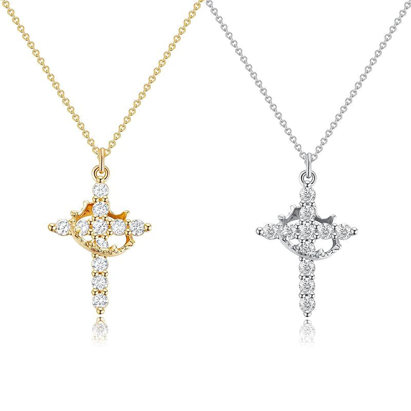 Rotating Crown Pendant Necklace – product view 1