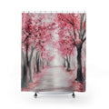 Cherry Blossom Path Shower Curtain | Pink Floral Tree Bathroom Decor